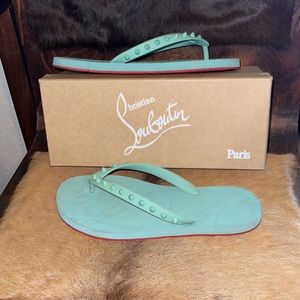 SOLD Christian Louboutin noumea aqua flip flops
